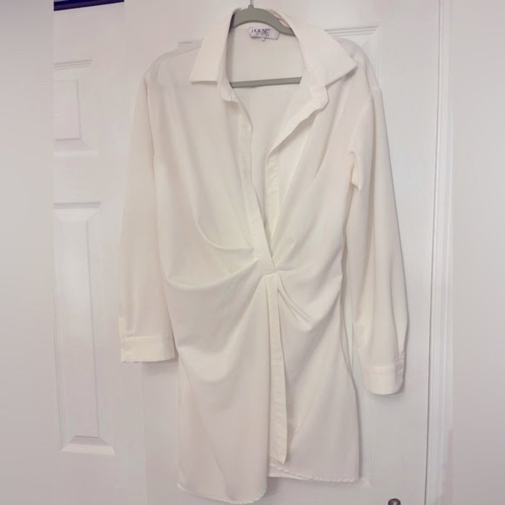 Medium House of CB White Long Sleeve Mini Assata Dress